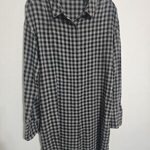 Theory Black and White Plaid Button Down Shirt